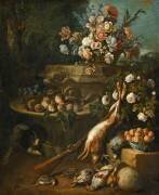 Gibier, fleurs, fruits et un chien (Alexandre-François Desportes) - Muzeo.com