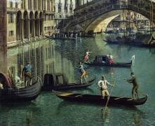 Gondoliers près du pont du Rialto, Venise (détail) (Canaletto) - Muzeo.com