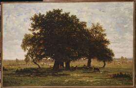 Groupe de chênes, Apremont (forêt de Fontainebleau) (Théodore Rousseau) - Muzeo.com