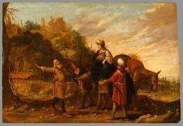 Guehazi retournant de la maison de la Sunamite et allant à la rencontre d'Elisée (Rombout van Troyen) - Muzeo.com