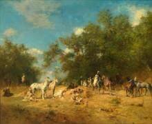 Halte de cavaliers arabes dans la forêt (Eugène Fromentin) - Muzeo.com