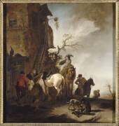 Halte de chasseurs et de cavaliers (Philips Wouwerman) - Muzeo.com