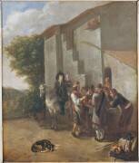Halte à la porte d'un cabaret (Johannes Lingelbach) - Muzeo.com