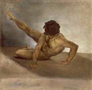 Homme nu renversé sur le sol (Figure pour la Course de chevaux des barberi) (Théodore Géricault) - Muzeo.com