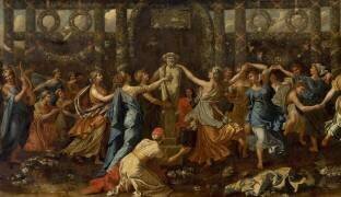 Hyménaïos déguisé en femme lors d'une offrande à Priapus (Nicolas Poussin) - Muzeo.com