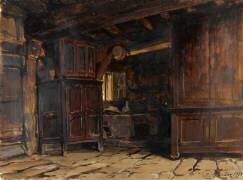 Intérieur de ferme à Varengeville (Eugène Isabey) - Muzeo.com
