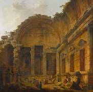 Intérieur du temple de Diane à Nîmes (Hubert Robert) - Muzeo.com