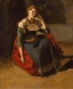 Italienne assise, accoudée sur son genou (Jean-Baptiste Camille Corot) - Muzeo.com
