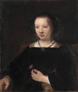 Jeune femme avec un œillet (Willem Drost) - Muzeo.com