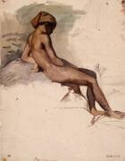 Jeune pêcheur napolitain, assis sur un rocher (Théodore Chasseriau) - Muzeo.com