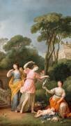 Jeunes grecques parant des Fleurs l'Amour endormi (Joseph Marie Vien) - Muzeo.com