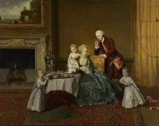 John Verney, 14e baron Willoughby de Broke et son épouse Lady Louisa North dans la salle du petit-déjeuner à Compton Verney, Warwickshire. (Johan Zoffany) - Muzeo.com