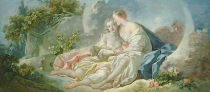 Jupiter disguised as Diana tries to seduce Callisto (Jean-Honoré Fragonard) - Muzeo.com