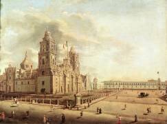 La cathédrale métropolitaine et le palais national (Pedro Gualdi) - Muzeo.com