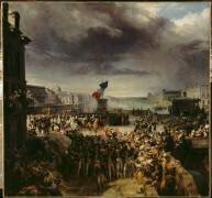 La garde nationale de Paris, rassemblée sur le pont Neuf, part pour l'armée en septembre 1792 (Léon Cogniet) - Muzeo.com
