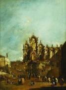 La loggia érigée au Campo San Zanipolo, Venise, en face de la Scuola di San Marco pour la bénédiction du Pape Pie VI en 1782 (Francesco Guardi) - Muzeo.com