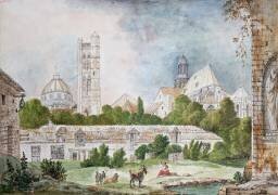 La nouvelle église de Sainte-Geneviève et Saint-Etienne-du-Mont vue depuis les ruines de l'abbaye de Sainte-Geneviève à Paris (Mme. Duchateau) - Muzeo.com