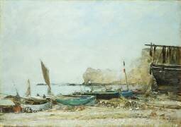 La plage à marée basse dans la brume (Eugène Boudin) - Muzeo.com