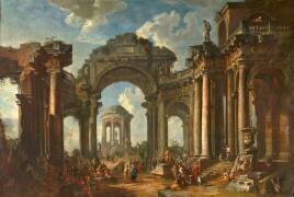 La prédication d'un apôtre dans des ruines d'architecture (Giovanni Paolo Pannini) - Muzeo.com