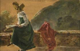 La princesse Caroline Amalie dessinant à Naples (Johan Christian Dahl) - Muzeo.com