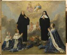 La reine Anne d'Autriche et ses enfants Louis XIV et Philippe, duc d'Anjou (Philippe de Champaigne) - Muzeo.com