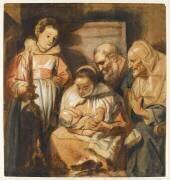 La Sainte Famille, avec sainte Anne (?) et une servante (Jacob Jordaens) - Muzeo.com