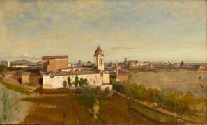 La Trinité-des-Monts, vue prise de la Villa Médicis (Jean-Baptiste Camille Corot) - Muzeo.com