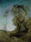 La villa italienne derrière les pins (Jean-Baptiste Camille Corot) - Muzeo.com