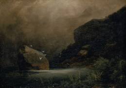Lac de montagne avec des mouettes (Arnold Böcklin) - Muzeo.com