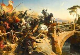 Le Chevalier Bayard défendant l'entrée d'un pont sur le Carigliano (Henri Félix Emmanuel...) - Muzeo.com