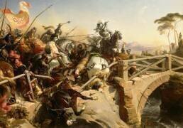 Le Chevalier Bayard défendant l'entrée d'un pont sur le Carigliano (Henri Félix Emmanuel...) - Muzeo.com