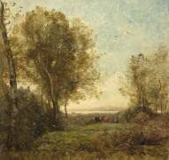 Le matin - Gardeuse de vaches (Jean-Baptiste Camille Corot) - Muzeo.com