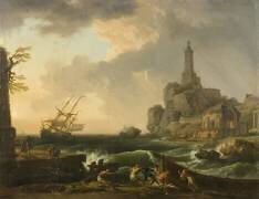 Le phare de Gênes et le temple de Minerva Medica (Joseph Vernet) - Muzeo.com