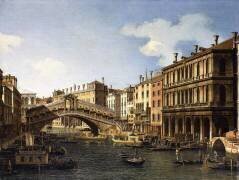 Le pont du Rialto, Venise, du sud avec l'embarquement du prince de Saxe lors de sa visite en 1740 (Canaletto) - Muzeo.com