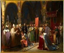 Le roi Louis VII prend l'oriflamme à Saint-Denis (Jean-Baptiste Mauzaisse) - Muzeo.com