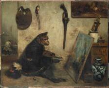 Le Singe peintre dit Intérieur d'atelier (Alexandre Gabriel Decamps) - Muzeo.com