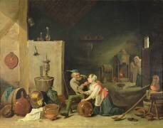Le vieil homme et la servante (David Teniers le Jeune) - Muzeo.com