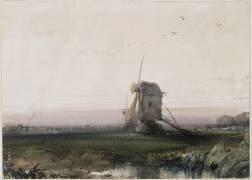 Les deux moulins en Normandie au soleil couchant (Richard Parkes Bonington) - Muzeo.com