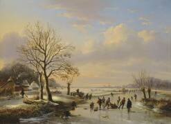 Les patineurs sur glace (Louis Verboeckhoven) - Muzeo.com