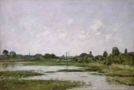 Les rives de la Touques à Trouville lors des marées de printemps (Eugène Boudin) - Muzeo.com
