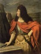 Louis XIV de profil, vêtu à la romaine devant un campement militaire (Pierre Mignard (d'après)) - Muzeo.com