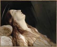 Louise Vernet, la femme de l'artiste, sur son lit de mort (Paul Delaroche) - Muzeo.com