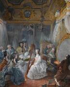 Marie-Antoinette jouant de la harpe dans sa chambre à Versailles (Jean-Baptiste André...) - Muzeo.com