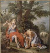 Mercure jouant de la flûte pour endormir le berger Argus (René Antoine Houasse) - Muzeo.com