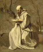 Moine blanc, assis, lisant (Jean-Baptiste Camille Corot) - Muzeo.com
