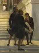 Napoléon Ier visitant l'escalier du Louvre sous la conduite des architectes Percier et Fontaine (Auguste Couder) - Muzeo.com