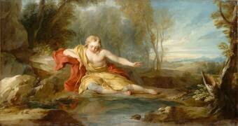 Narcisse contemplant son reflet dans l'eau (François Lemoyne) - Muzeo.com