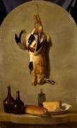 Nature morte : lièvre, canard, pain, fromage et flacons de vin (Jean-Baptiste Oudry) - Muzeo.com