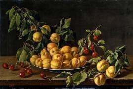 Nature morte aux abricots et aux cerises (Luis Meléndez) - Muzeo.com