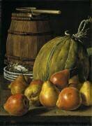 Nature morte avec des poires, des melons, un tonneau et des assiettes avec du poisson (Luis Meléndez) - Muzeo.com